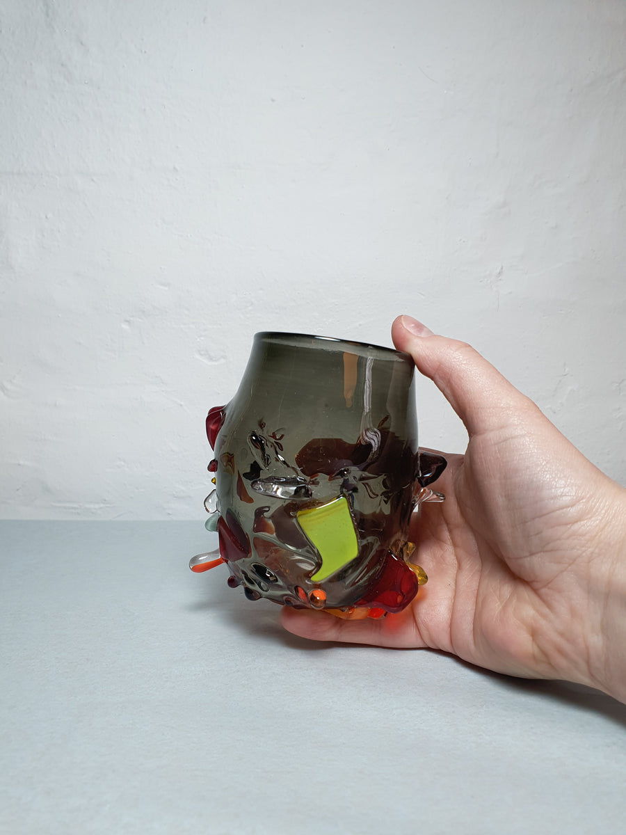 Tactile glass vase, medium, black