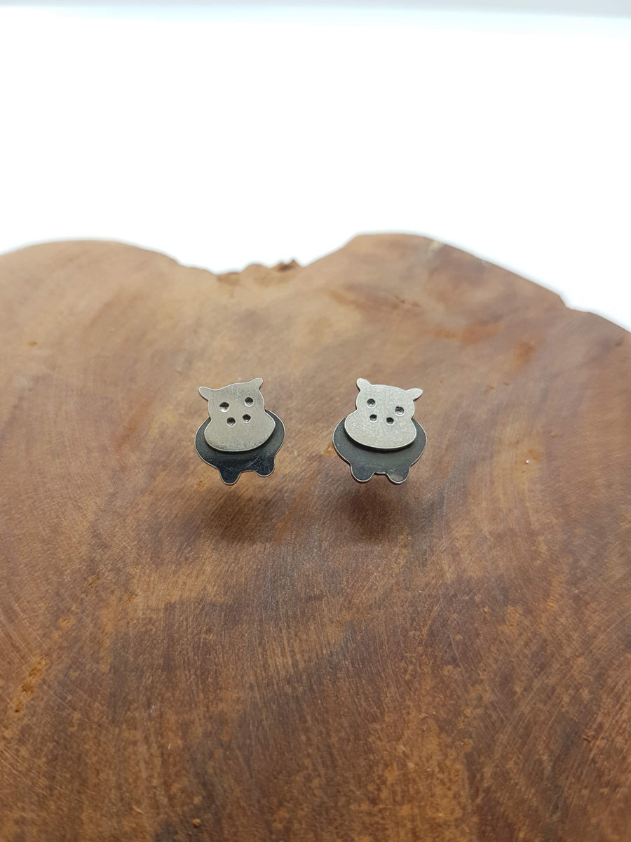 Hippopotamus ear studs